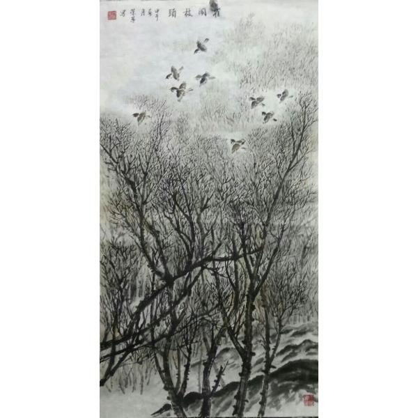 水墨画 掛け軸仕様 枯れ木と雀 頭枝閙雀 傅栄基作 No6 本格水墨画 中国伝統技法の水墨画 床の間に一幅 インテリア小物 Buyee Buyee Japanese Proxy Service Buy From Japan Bot Online