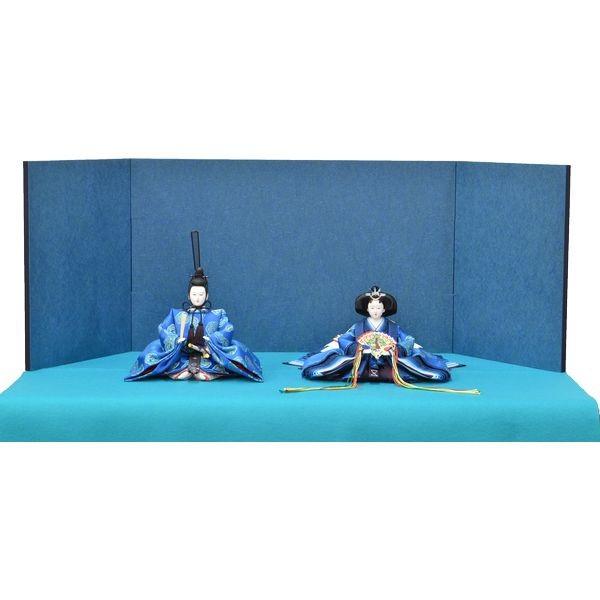 ひな人形 3点セット 親王毛せん飾り きよら 青 京十番 三五