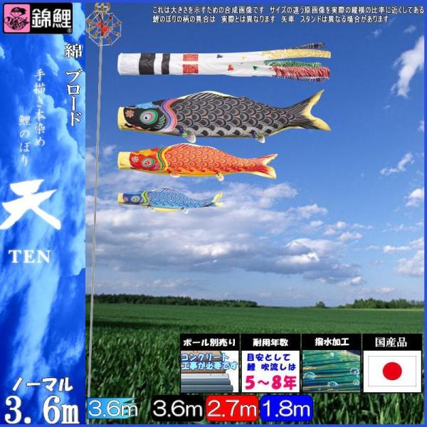 鯉のぼり 錦鯉 TEN203N ノーマルセット 天 2間3匹 浪千鳥吹流し