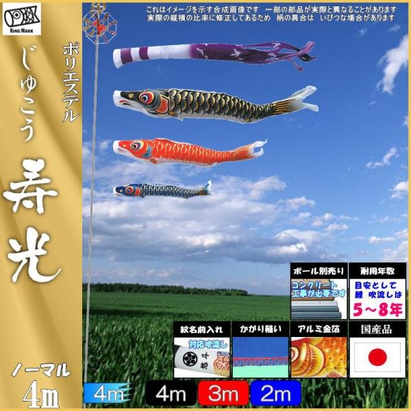 鯉のぼり キング印鯉 7511640 ノーマルセット 寿光撥水 4m3匹