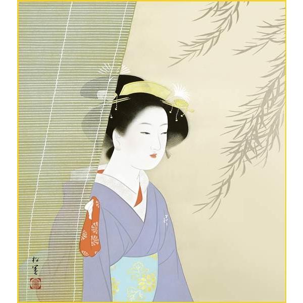 上村松園　舞子 芸者 着物美人・肉筆水彩・大型額装・日本画・ us46r 上村松園 舞子 芸者 着物美人・肉筆水彩・大型額装・日本画・ us46r