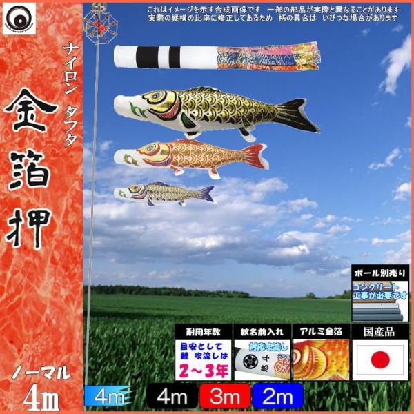 鯉のぼり 村上鯉 101973 ノーマルセット 金箔押 4m3匹 翔龍