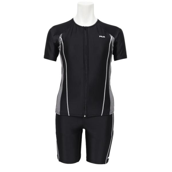 フィットネス水着 フィラ ジム ダイエット プール スイミング レディース 水泳 配色袖付フルジップ セパレート水着 3132035-GMT