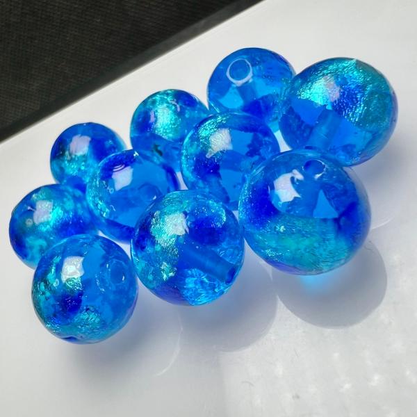 蓄光 ホタルガラス 14mm 10個セット アクアブルー  沖縄 とんぼガラス　とんぼ玉 夜光タイプ　送料無料　