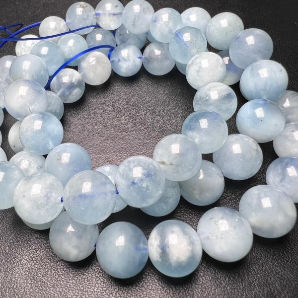 アクアマリン 10mm-10.5mm 1連分 ブレスレット2本セット 天然石 3月 