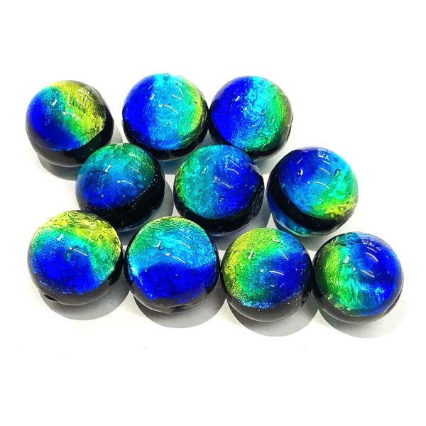 ホタルガラス　ケラママリン　14ｍｍ±0.5ｍｍ　10粒セット　蓄光とんぼガラス　とんぼ玉　ケラママリン　沖縄慶良間諸島
