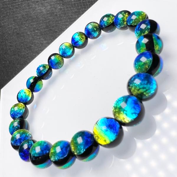 ケラママリン　蓄光 ホタルガラス 8mm±0.5ｍｍ ブレスレッド とんぼガラス　とんぼ玉　沖縄慶良間諸島
