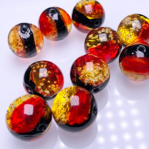 ホタルガラス 蓄光 ケラマサンセット  8mm 10個セット 沖縄 とんぼガラス　とんぼ玉 夜光タイプ　ほたるガラス　