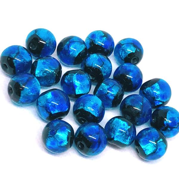 蓄光 ホタルガラス 10mm 10個セット 濃いブルー 沖縄 とんぼガラス　とんぼ玉　