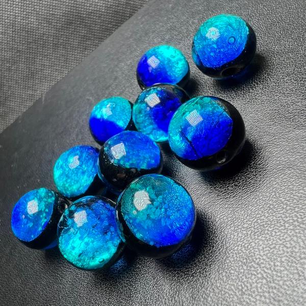 タケトミブルー 8mm±0.5mm 10粒セット 蓄光ホタルガラス とんぼ