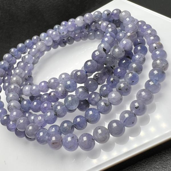 タンザナイト 5ｍｍ-5.5ｍｍ　連売り　54cm　3本巻きブレスレット　 天然石ブレスレット　