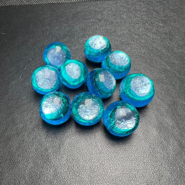 コウリブルー 　10ｍｍ±0.5ｍｍ　10粒セット　蓄光ホタルガラス　とんぼガラス　とんぼ玉　沖縄県古宇利島