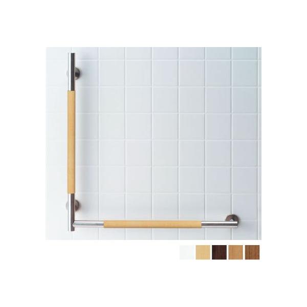 丈夫なステンレスと温かみのある木質素材のL型手すり LIXIL・INAX KF