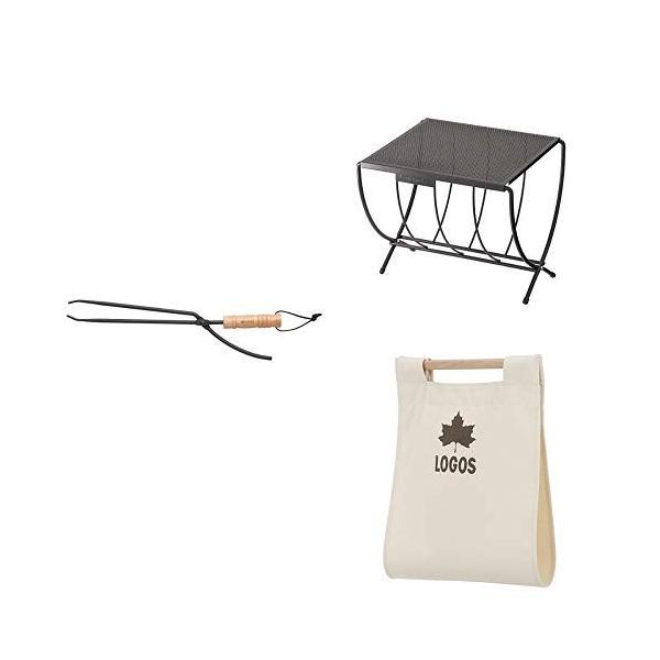 ロゴス Logos 薪ラックテーブル 薪ばさみ らくらく薪キャリー 焚き火3点セット コンロ台 キッチン 011 水中月花ヤフー店 焚き火3点セット 限定製作 の