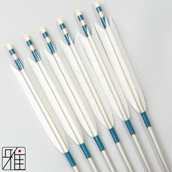 弓道 ジュラ矢 ターキー白羽 1913シルバー|6本組|矧糸:緑系|翠山弓具店