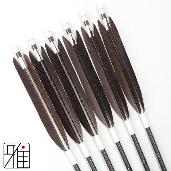 弓道 ミズノ カーボン矢 黒手羽 WENEW 7518|6本組|矧糸:白系|翠山弓具