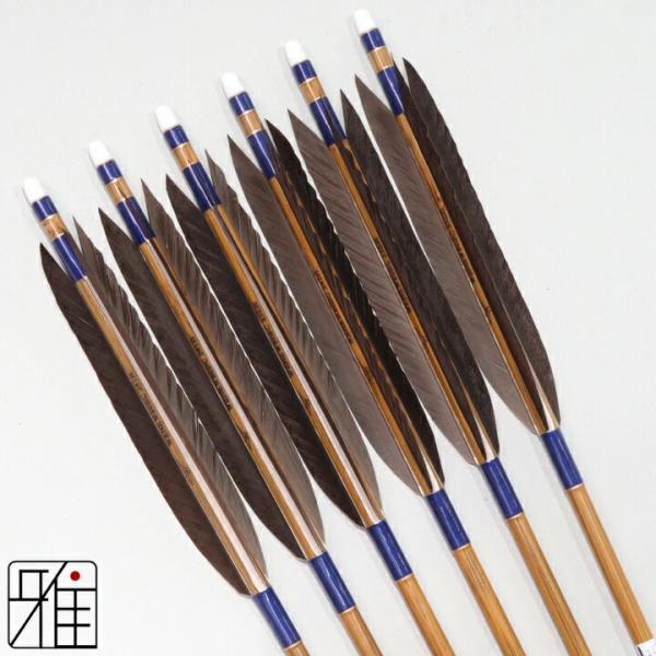 弓道 ミズノ カーボン矢 黒手羽 WENEW 80BC|6本組|矧糸:青系|翠山弓具