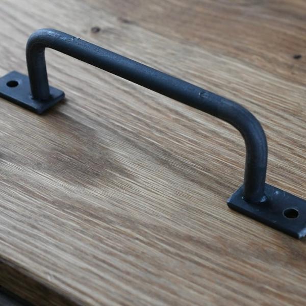 スチール ハンドル 1 シカク | SULK 国産 サイズオーダー ハンドルバー 取手金具 DIY キッチン 引き戸 引き出し アイアン 鉄 幅12〜30cm 丸棒 日本製 送料無料