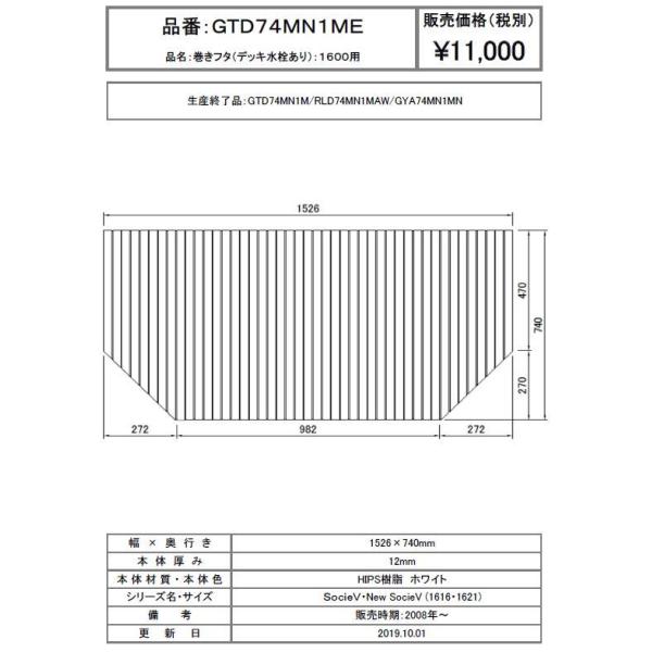 パナソニック 風呂フタ 巻きフタ（デッキ水栓あり）：１６００用