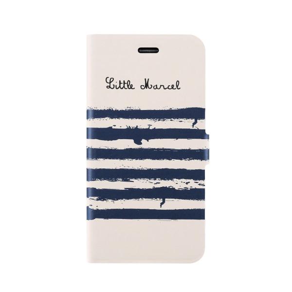 スマホケース カバー iPhone6 6s iChic Gear Little Marcel ブルー 青 手帳型 フリップ 合成皮革 PU レザー ボーダー Folio Paint Marin LMIP6F15