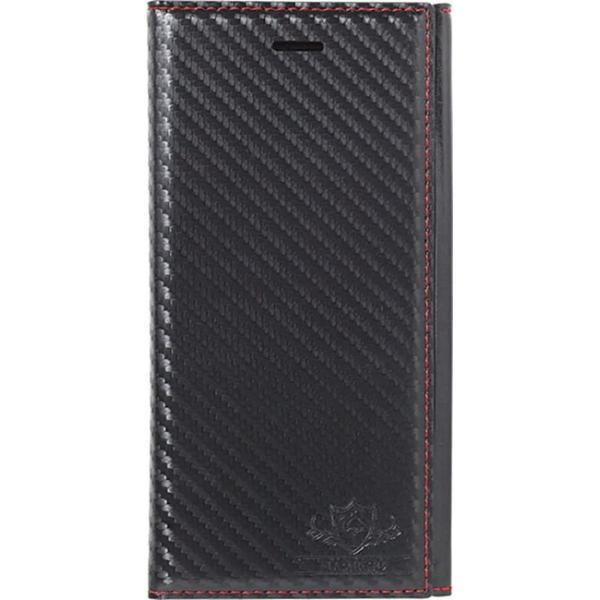 NATURAL design iPhone7Plus iPhone8Plus 手帳型 ケース FLAMINGO Carbon Black 黒 PUレザー調  ハンドストラップ付 カーボン調