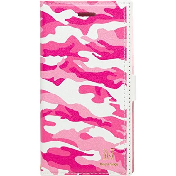 Natural design　iPhoneSE第2世代（4.7インチ）iPhone8/7/6s/6兼用手帳型ケース カラフルカモ ピンク PINK iP7-MS07