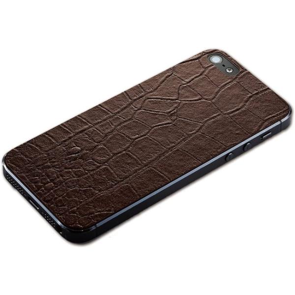 在庫処分 Simplism  iPhoneSE（第1世代）iPhone 5 5s/ 5C 背面保護  テクスチャー 背面シート エコレザー クロコダイルブラウン