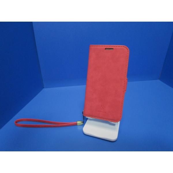 在庫処分 SIMPLE SUEDE iPhone12mini (5.4インチ)  手帳型 ケース レッド 上品質PUレザー  ストラップ付属 スタンド機能 カードポケット