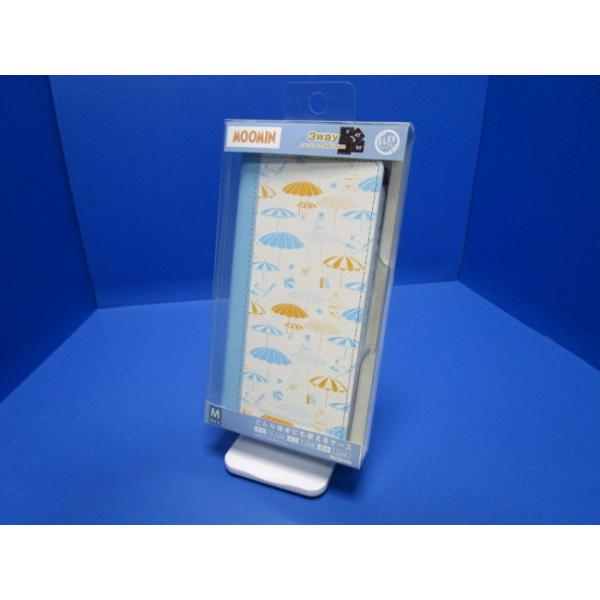 ingrem イングレム ray-outレイアウト MOOMIN ムーミン ケース ブルー 手帳型 汎用 多機種対応 マルチ対応  手帳型ケース iPhone Galaxy AQUOS  カバー