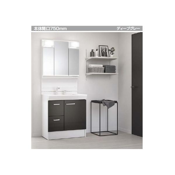 リクシル[LIXIL]洗面化粧台［オフト フィット］化粧台セット01［セット間口750mm］[セット内訳]洗面化粧台：FTPH-755SY/HD2Hミラーキャビネット：MFTV2-753TXJUセット寸法：750x500x1,850mm[化...