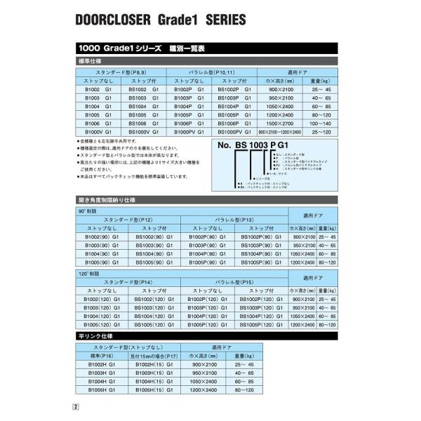 ドアクローザー リョービ BS 1004P G1 パラレル型 ストップ付き バックチェック機能 ラッチングアクション機能 - 4