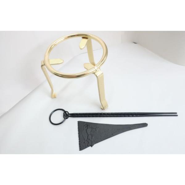 五徳真鍮14ｃｍ火箸28ｃｍ灰慣らし17ｃｍ