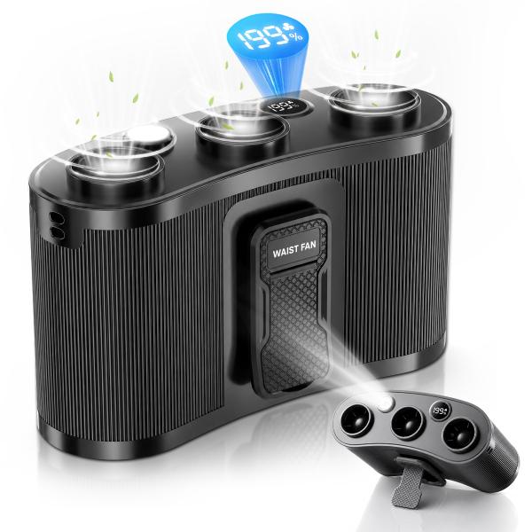 2026新登場.3つ送風口】腰掛け扇風機 超強風 18000mAh ベルトファン