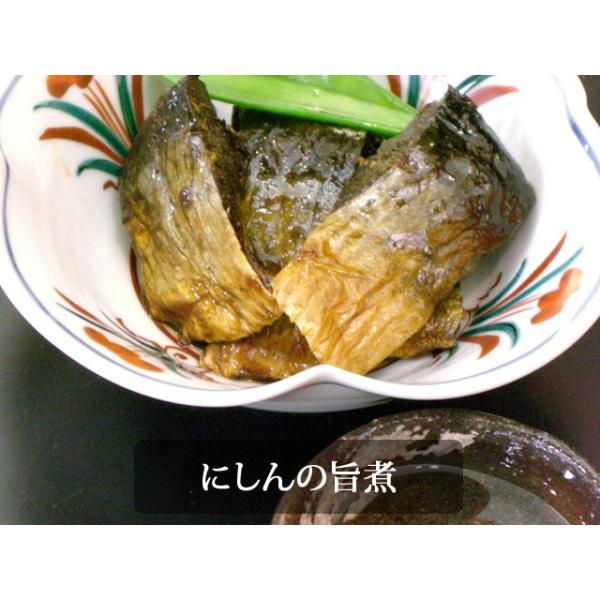 にしんを骨まで食べられるように、ふっくら柔らかく炊き上げました。骨を全く気にせずお召し上がり頂けます。甘辛く炊き上げてございますので、暖かいご飯や、お酒の肴に。また、にしんそばや食卓の一品としてお手軽にお使い頂けます。・原材料名： にしん（...