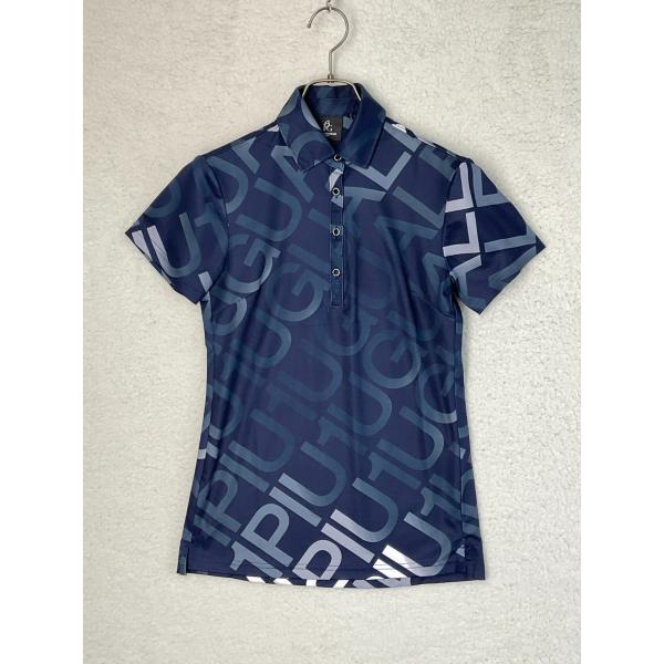 【未使用】1piu1uguale3 GOLF グラデーションロゴ ポロシャツ 1PIU1UGUALE3 GOLF 1 ネイビー グラデーションロゴ ポロシャツ