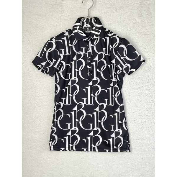 1PIU1UGUALE3GOLF 半袖ポロシャツ ブラック/ホワイト 1PIU1UGUALE3 GOLF 1 ブラック×ホワイト S／S BIG LOGO POLO