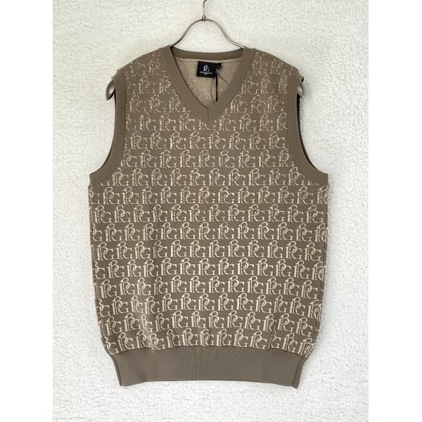 未使用 1PIU1UGUALE3 GOLF×戸賀敬城 4 ベージュ ロゴジャカード