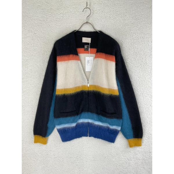 未使用 YOKE ヨーク 3 マルチカラー MOHAIR BORDER V-NECK ZIP