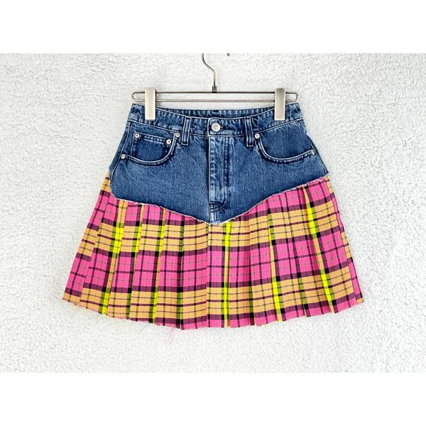 【新品】VETEMENTS ベトモン SCHOOL GIRLスカート 未使用 VETEMENTS ベトモン S ブルー×ピンク×イエロー SCHOOL