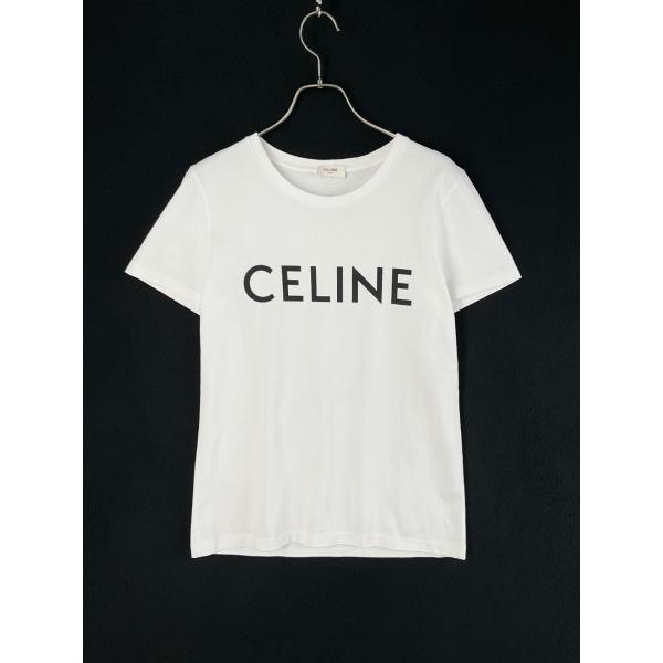 CELINE ホワイト ロゴTシャツ 半袖 CELINE セリーヌ 半袖 Tシャツ RX00F507ZCAS4 クルーネック 白
