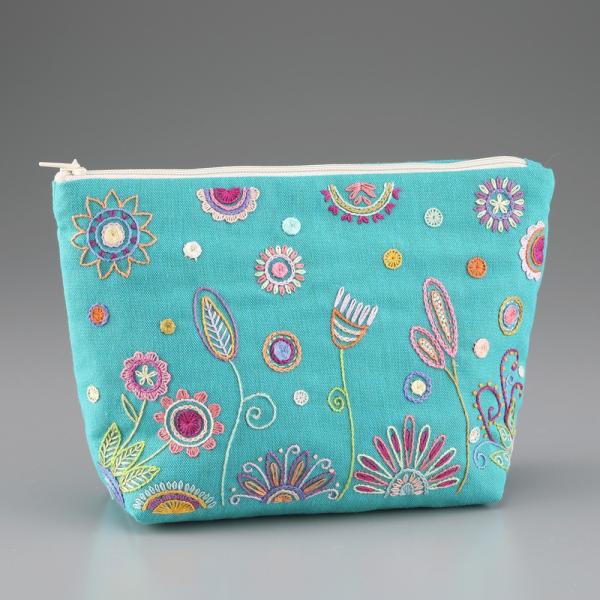 [在庫限りアウトレットSALE]フランス製　刺しゅうキット Trousse Turquoise（ポーチ・ターコイズ）044-00977