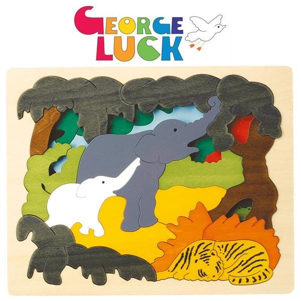 ジョージラック 額入りパズル イギリス製 〈 ジョージラック社 〉 George Luck ジョージ・ラック]木製2重パズル ノアの方舟 - 木の