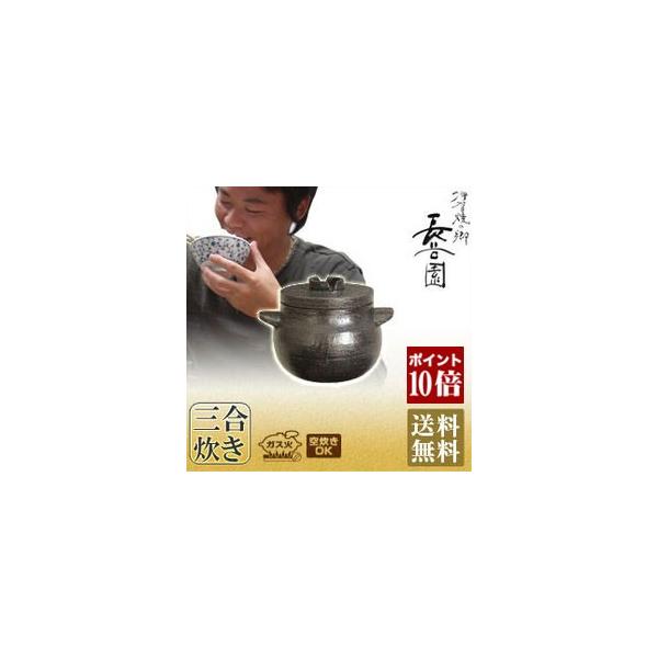 長谷園 旧商品 土鍋 大道正男 ご飯鍋 黒 三合炊き ON-39 : サンワ