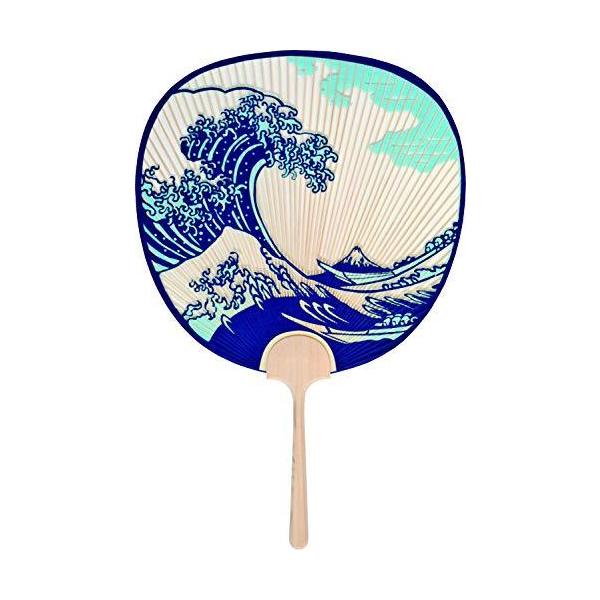 中古 Japan In 日本製 Made 塩見団扇 便利グッズ うちわ 28cm 42cm 11 両面透かし 箱入り 浪裏 その他