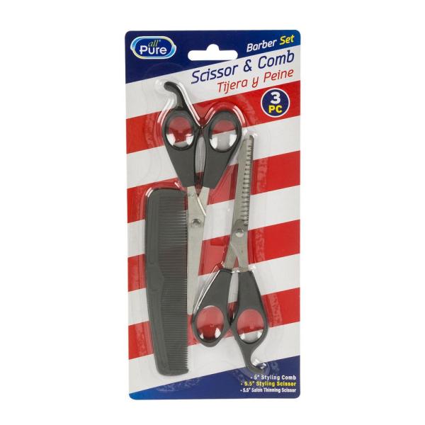 ■自宅で手軽に散髪ができるセルフカットバーバーセット。■スタイリングコーム、カットばさみ、すきばさみの3点入り。素材：ステンレス、プラスチック原産国：CHINA【配送について】メール便送料：200円（税別）※メール便にてお送りします。宅配便...