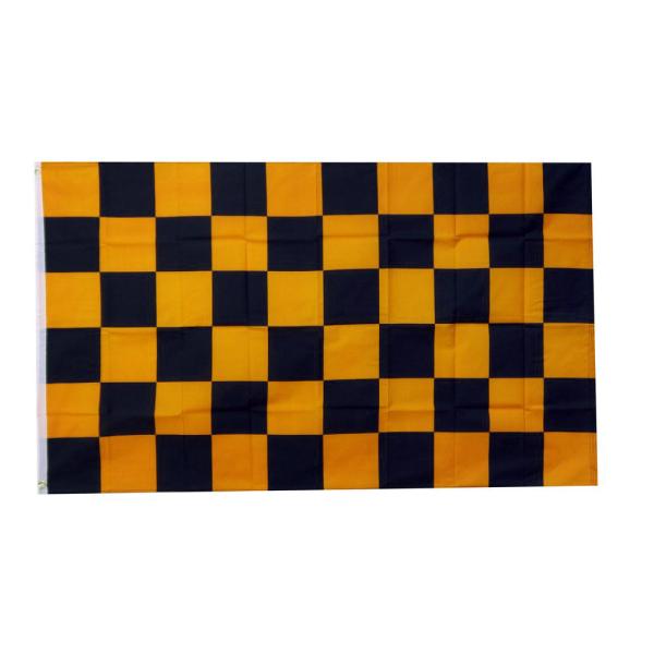 サーキュラーオールディーズロックンロール 50年代市松模様チェッカーフラック全円 黒黄土色チェッカー フラッグ Black & Ocher Checkered Flag