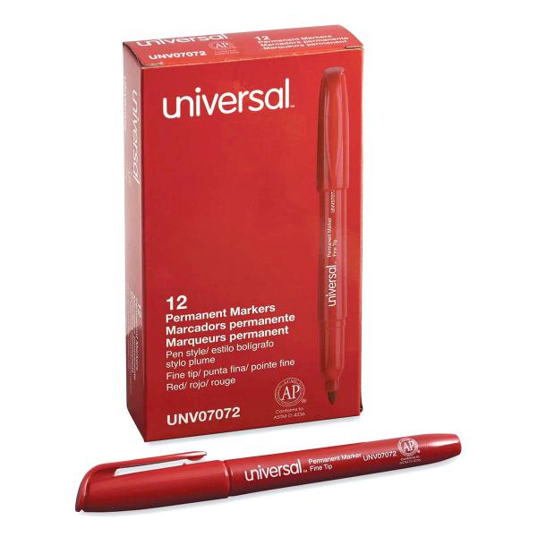 Universal(ユニバーサル) パーマネントマーカー【レッド】（油性）（1ダース） UNV07072