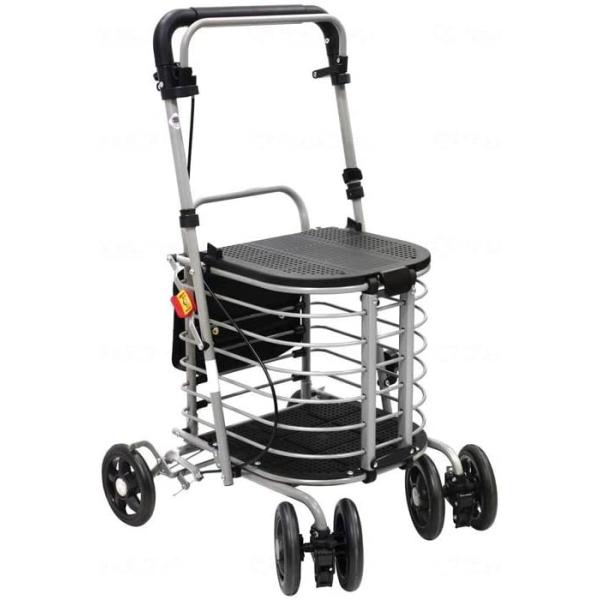 ＜商品サイズ (幅×奥行×高さ)＞高さ約86.5〜94.5cm　横幅約45cm　奥行約54cm 買い物に便利な4輪のシルバーカー。買い物やお出かけの際に便利にご利用いただけます。