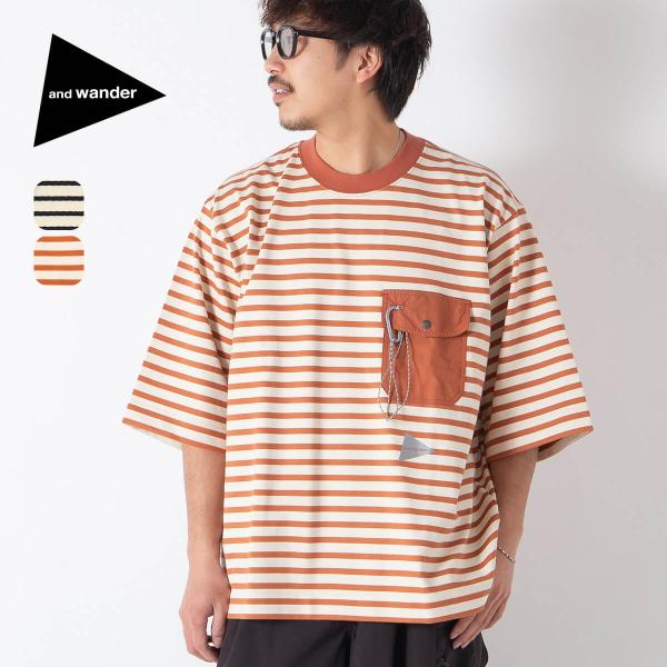 and wander（アンドワンダー） ストライプポケットHS T メンズ