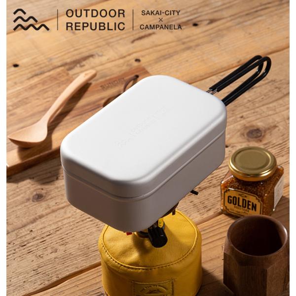 熱伝導率の高いアルミ製飯盒。本体内側にはお米と水の分量を量るのに便利な目盛り付き。■ブランド名：OUTDOOR REPUBLIC■商品名：アウトドアリパブリックメスティン■サイズ：本体／170×115×高さ65mmハンドルの長さ／120mm...